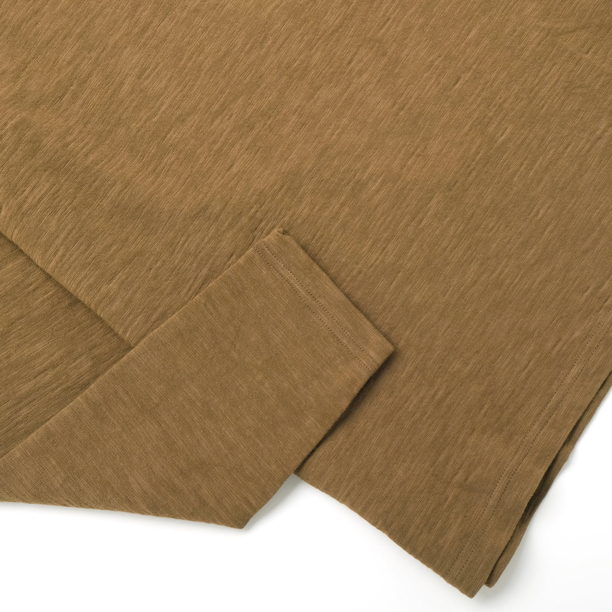 Olive long-sleeve T-shirt with straight hem and sleeve cuff