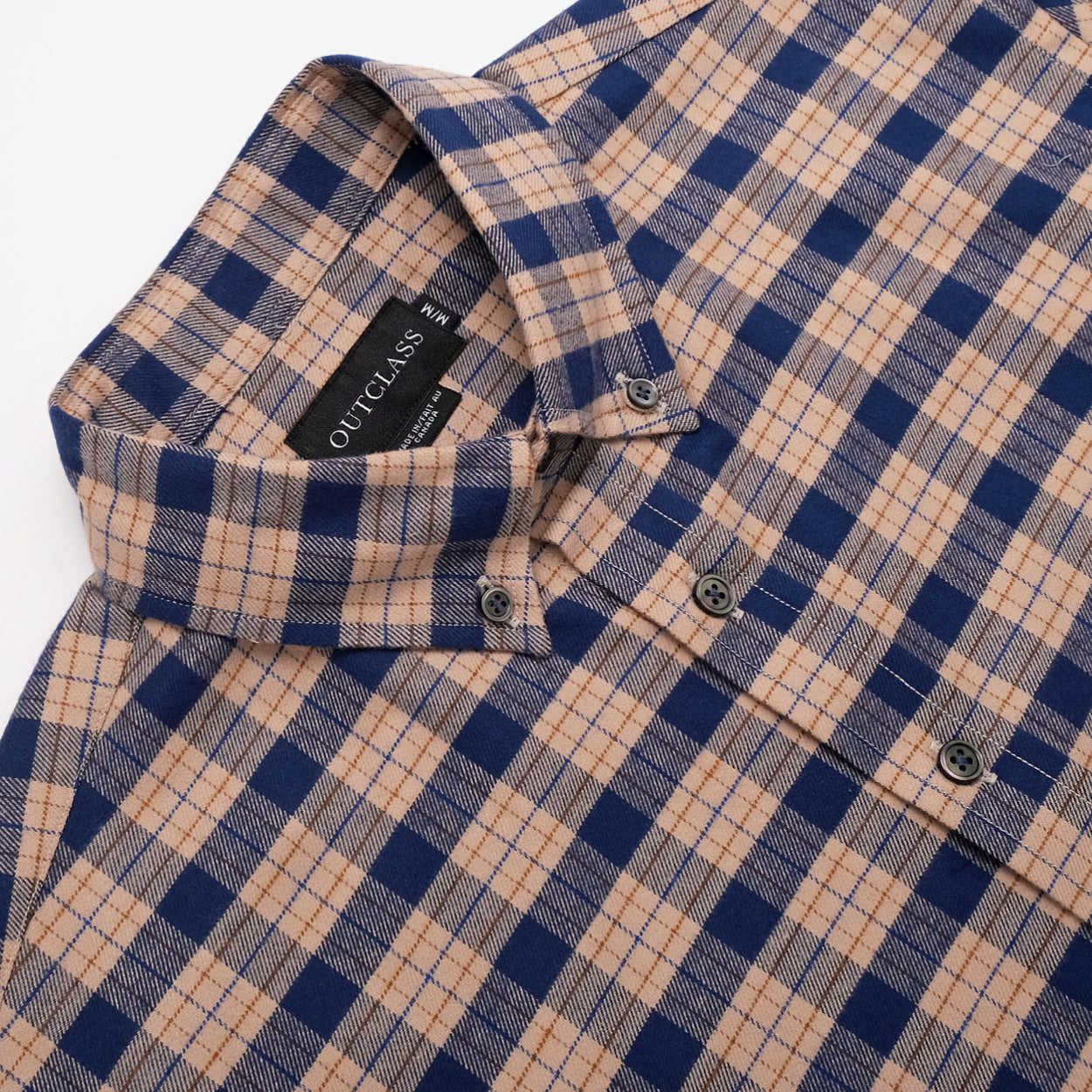 Camel/Navy Check Flannel Shirt