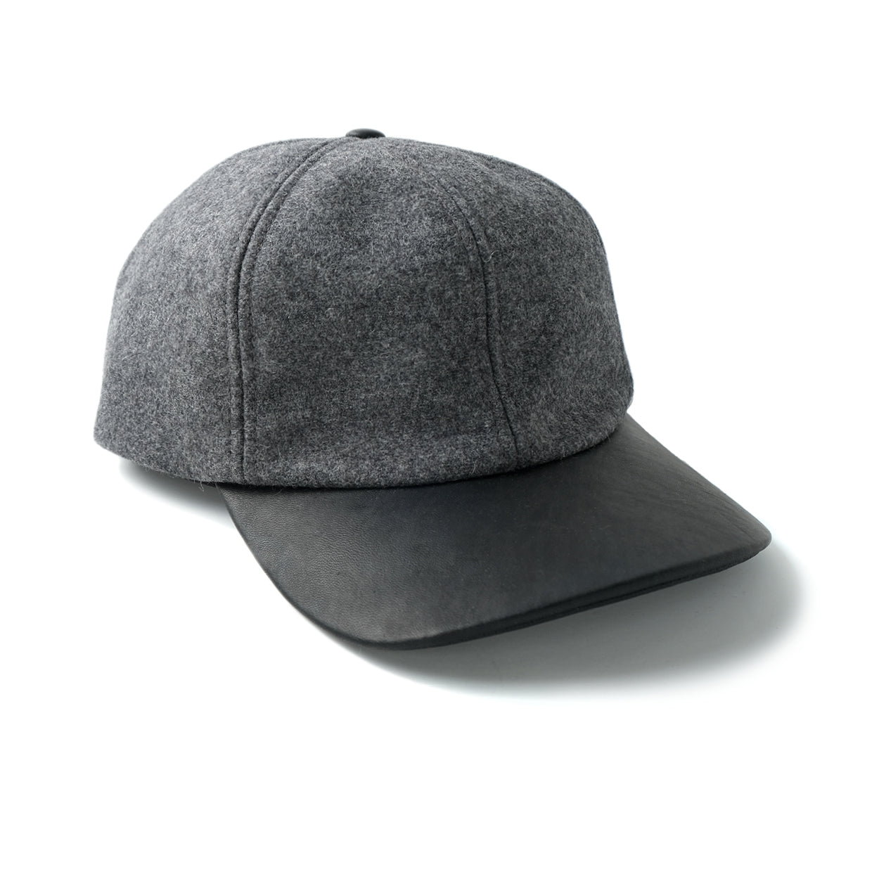 Grey Wool/Leather Ball Cap