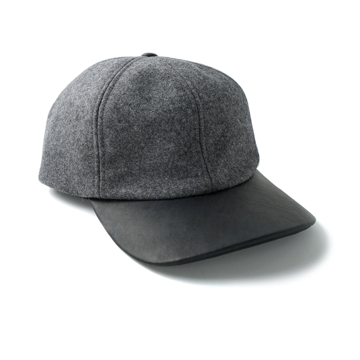 Leather Brim Cap Grey Wool/Leather Ball Cap – Outclass