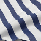 Navy-and-white striped shirt fabric with vertical stripe pattern