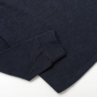 Navy henley long-sleeve shirt with ribbed sleeve cuffs