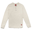 Ecru double-slub long-sleeve henley shirt with three-button placket