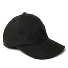Charcoal wool field cap with curved brim and button top