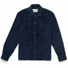 Navy jumbo corduroy club shirt, long sleeves, button front and notch collar