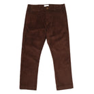 Mocha wide-wale corduroy camp pants, dark brown, relaxed wide leg.