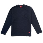 Navy long-sleeve crewneck T-shirt featuring a chest pocket