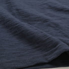 Navy long-sleeve slub T-shirt fabric close-up