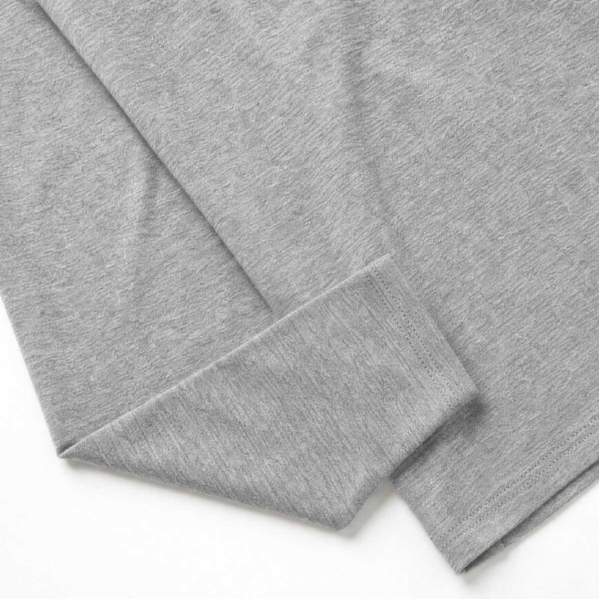 Heather gray slub jersey long-sleeve t-shirt with ribbed cuffs and hem