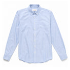 Light blue Oxford button-up shirt with point collar and front placket