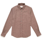 Micro check flannel button-up shirt in brown with button front and point collar