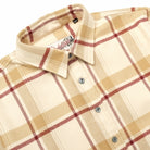 Ecru plaid easy shirt collar with button placket and chest label