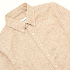 Ecru tweed flannel classic shirt with point collar and button placket