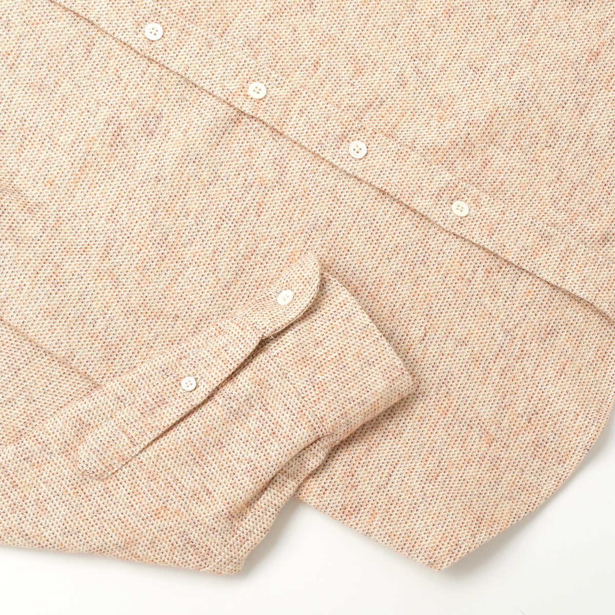 Ecru tweed flannel shirt sleeve with cuffs and single button