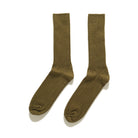 Green ribbed crew merino weekend socks, cushioned foot and smooth toe