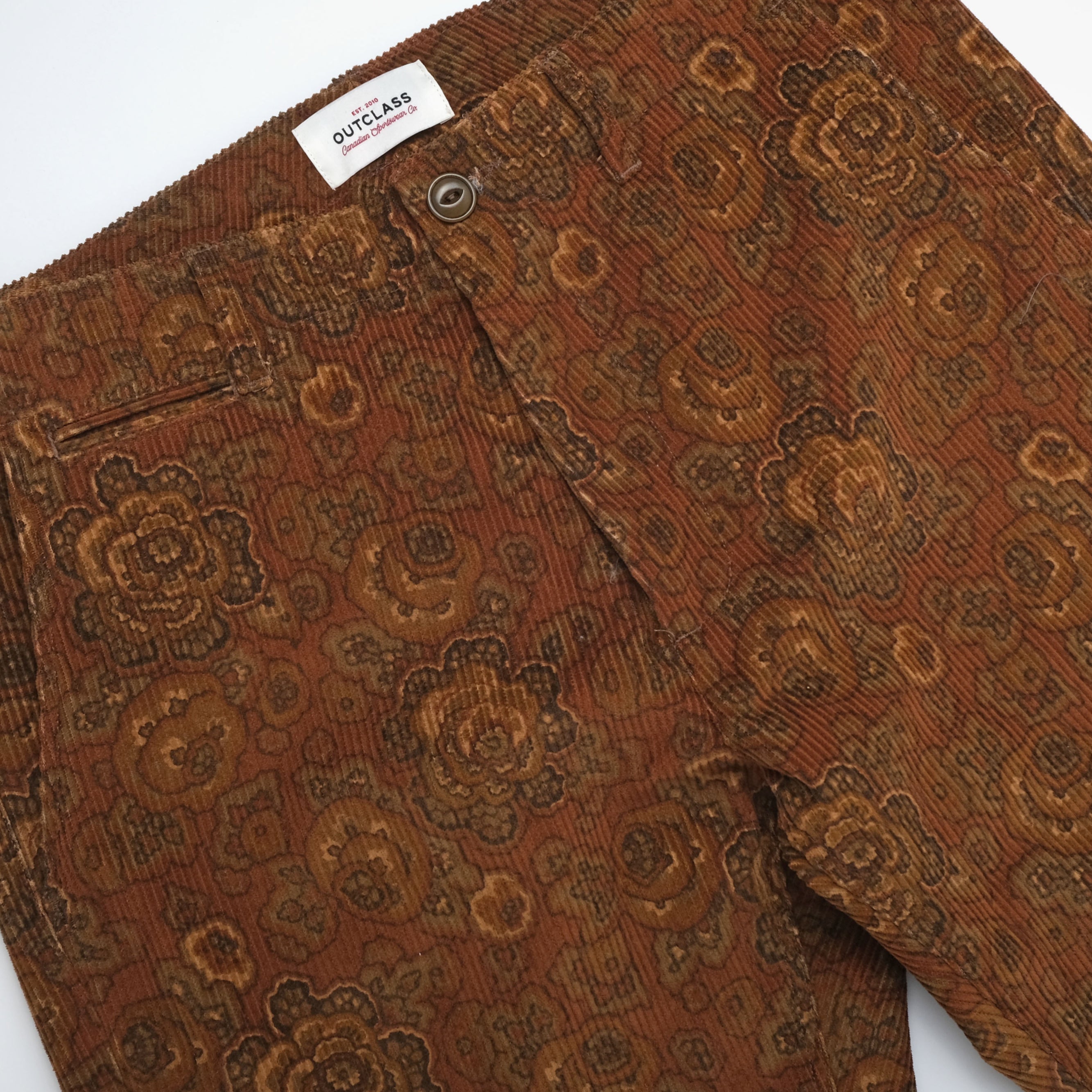 Bronze Printed Corduroy Camp Pant – Outclass