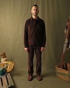 Men's mocha brown corduroy club shirt, long sleeves and buttoned front with chest pockets