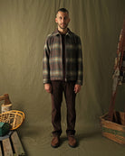 Mens plaid wool harrington jacket with stand collar and full front zipper