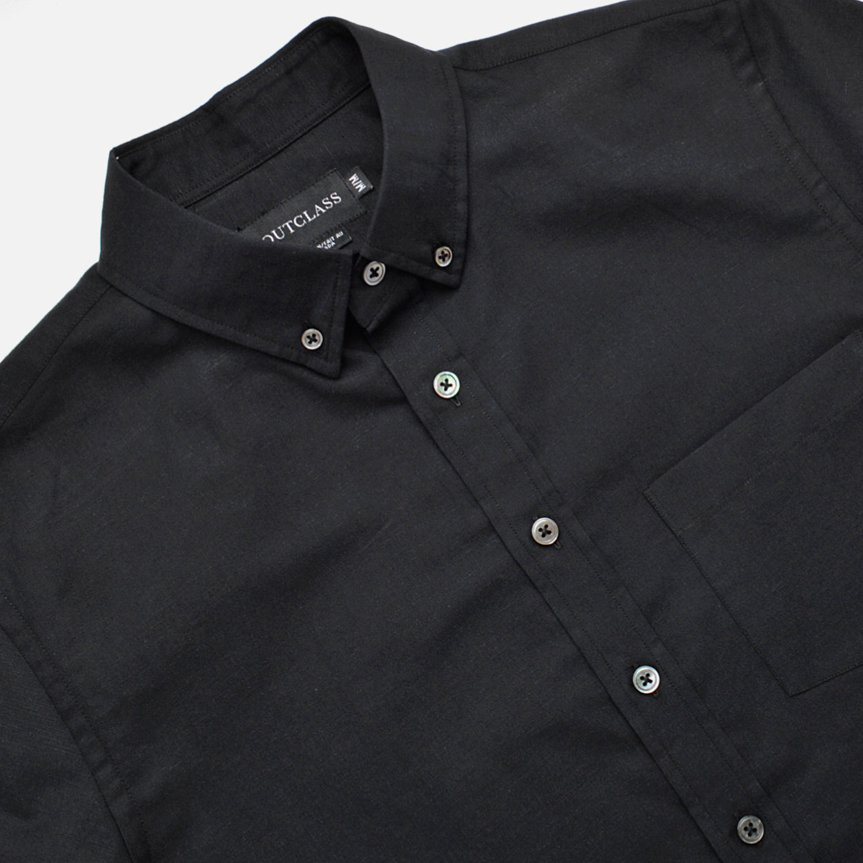 Black Linen Blend S/S Shirt