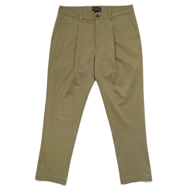 Olive Sateen Pleated Trousers – Outclass