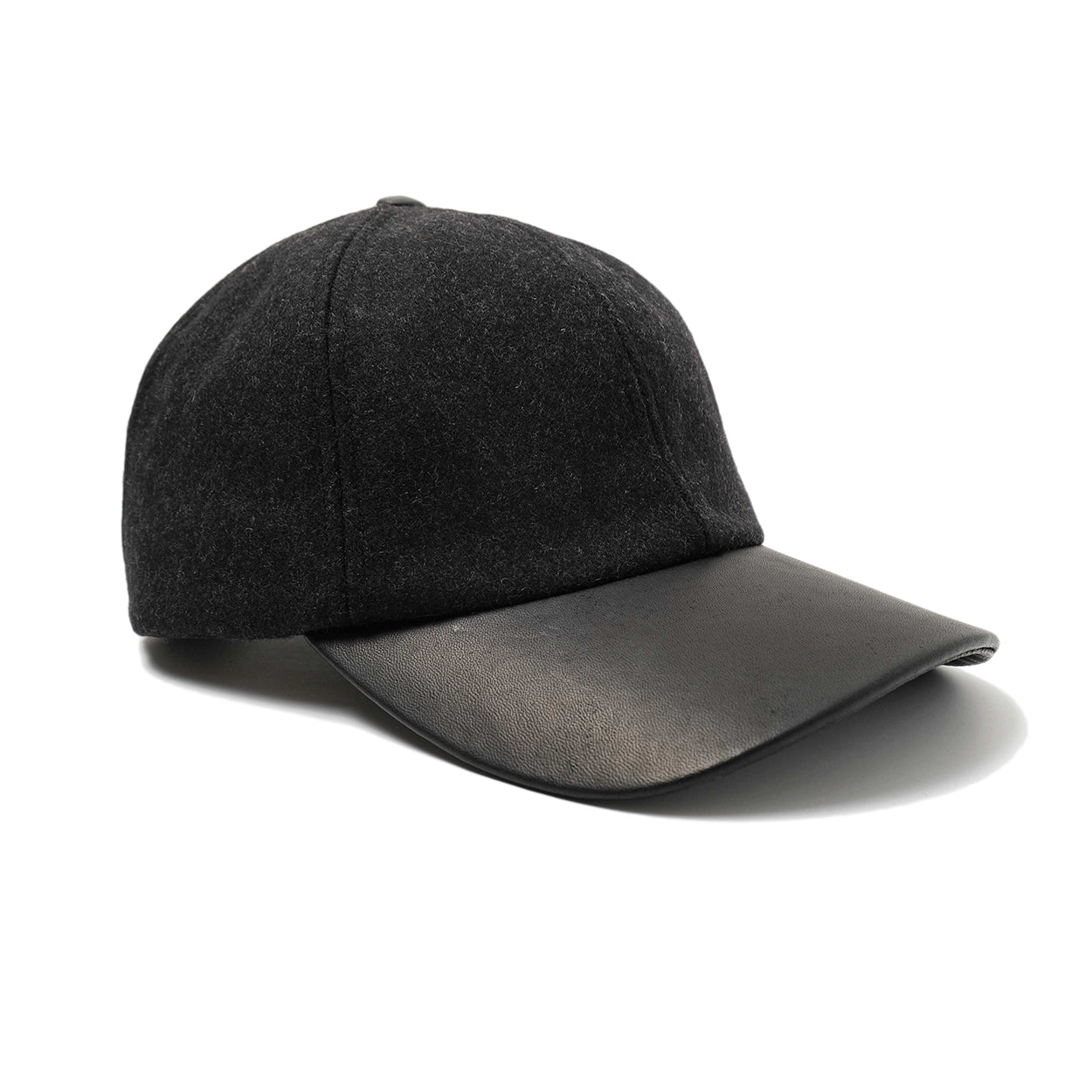 Charcoal Wool/Leather Ball Cap