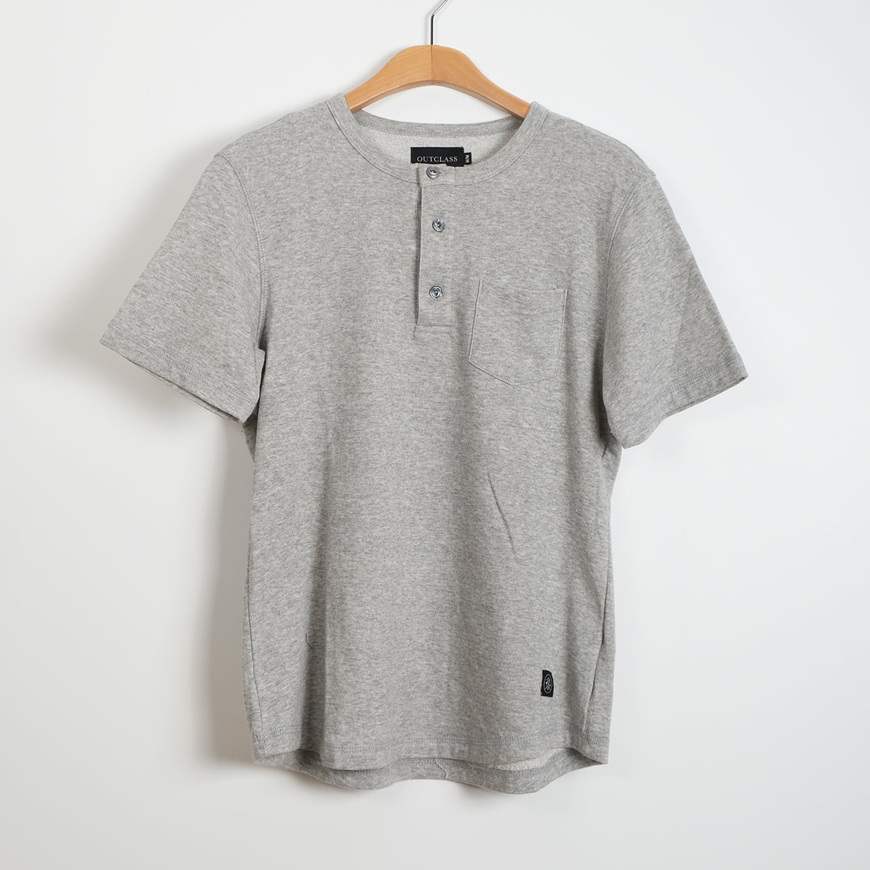 M - Heather Grey French Terry S/S Henley