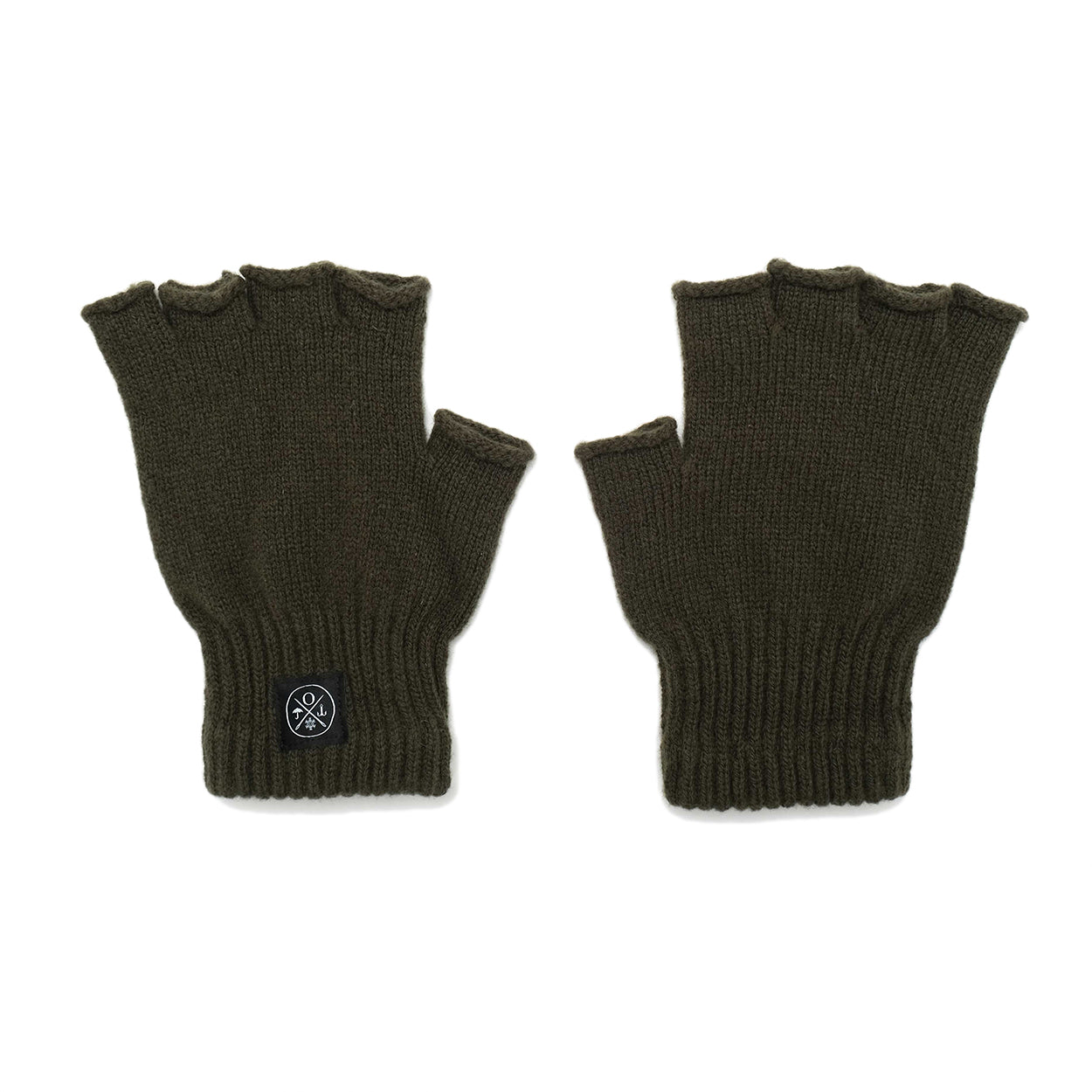 Olive Fingerless Wool Gloves