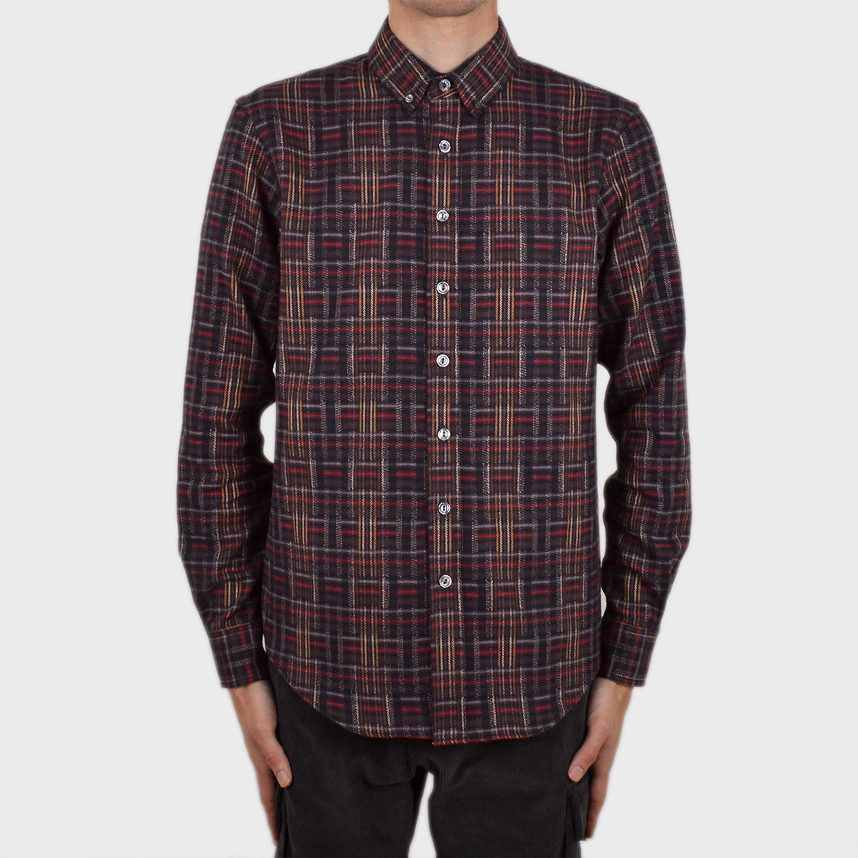 Maroon Geometric Flannel Shirt