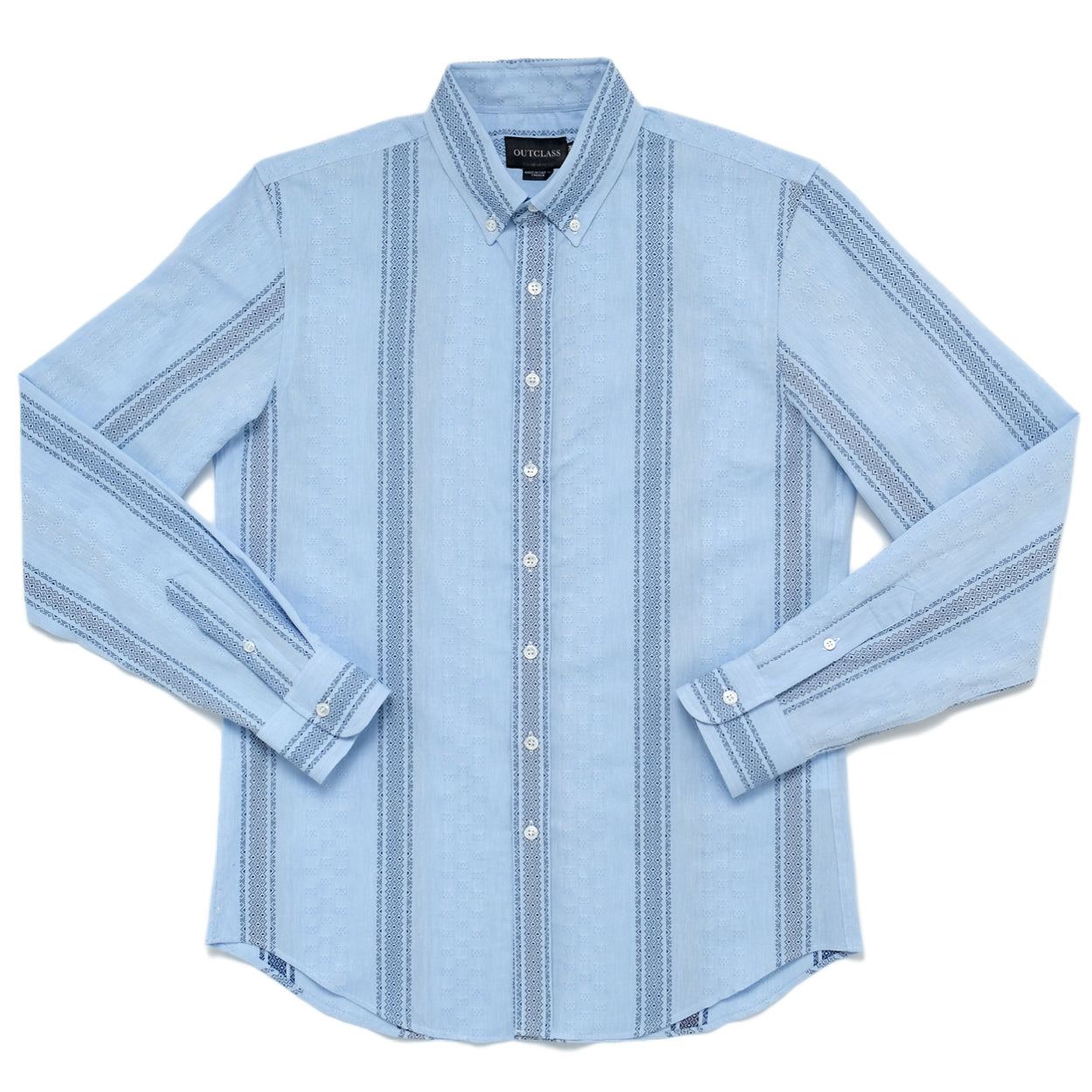 Sky Blue Jacquard Stripe L/S Shirt