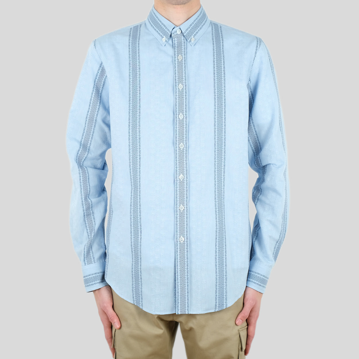 Sky Blue Jacquard Stripe L/S Shirt